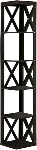 Miniatura 6 de Kings Brand Furniture - Mueble esquinero de 5 niveles para estantería/librería, Espresso