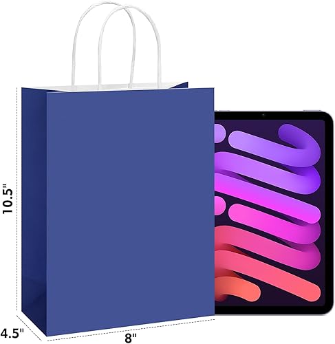 Miniatura 23 de REMTAP Bolsas de papel de regalo de 8 x 4.5 x 10.5 pulgadas, 50 bolsas de papel kraft con asas, bolsa de regalo a granel para bodas, fiestas