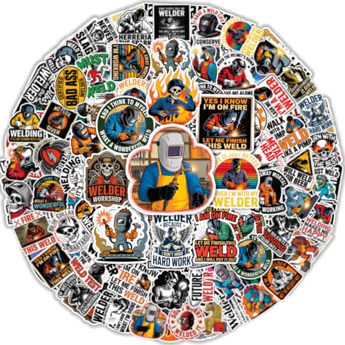 100PCS Welder Stickers Funny Welding Vinyl Decals for Welders Mechanics and Fabricators Perfect for Helmet Toolbox Laptop and Water Bottle