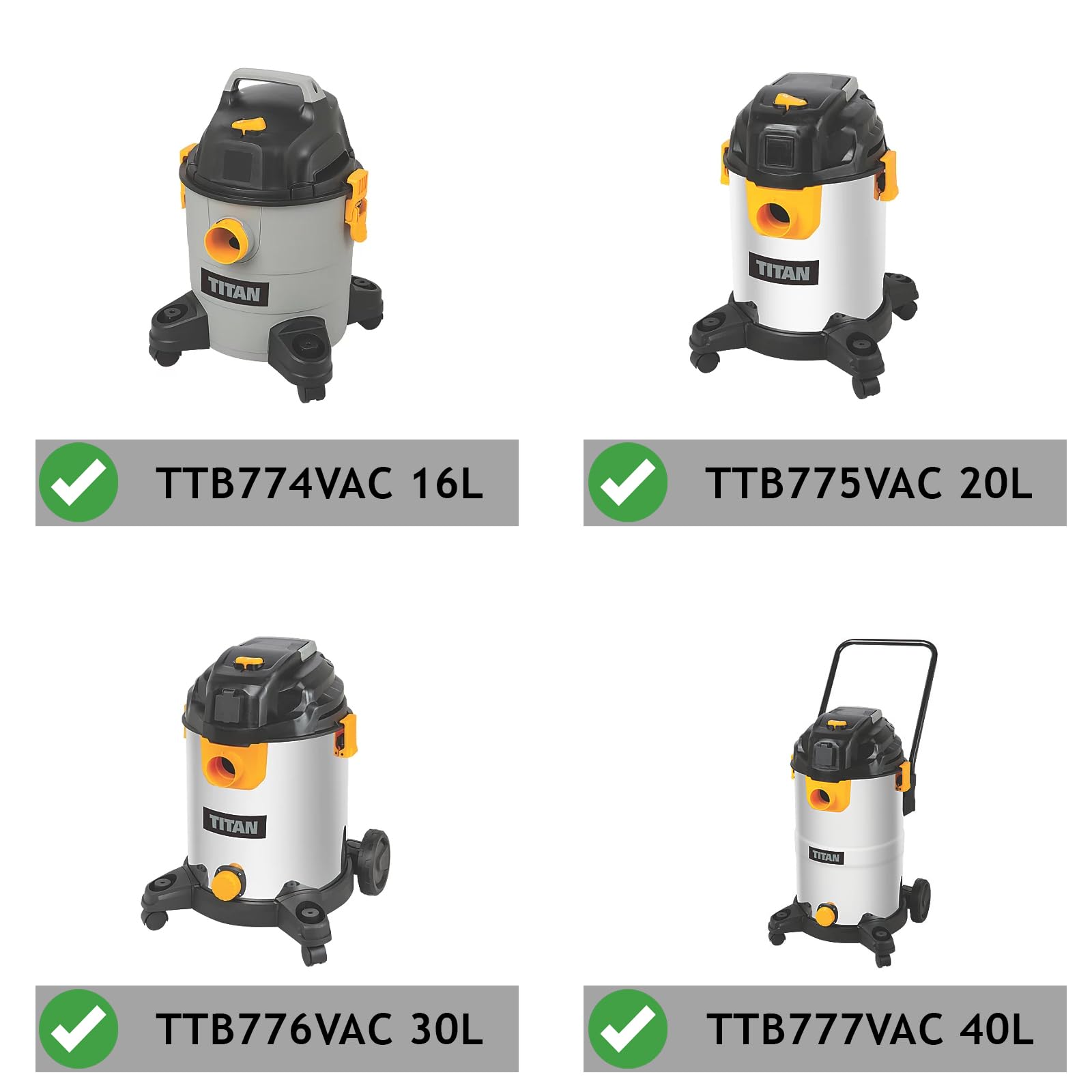 Tubo Aspirazione 450mm Titan 35mm - Confezione Da 2 - Compatibile 15L, 20L, 30L, 40L Tubo Prolunga Aspirapolvere