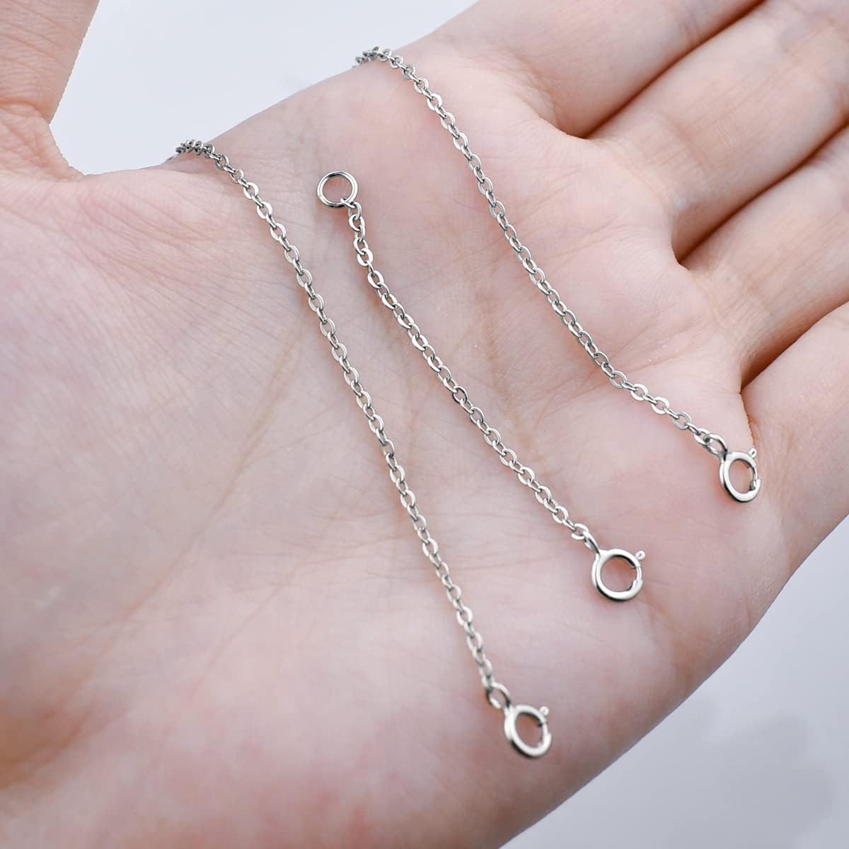 3 Pieces 925 Sterling Silver Necklace Extenders Necklace Extension Chain for Women Plated Extender Chain for Jewelry Making Durable Bracelet Chain Dainty Removable Anklet Chain (2 3 4 inch) - Image 3