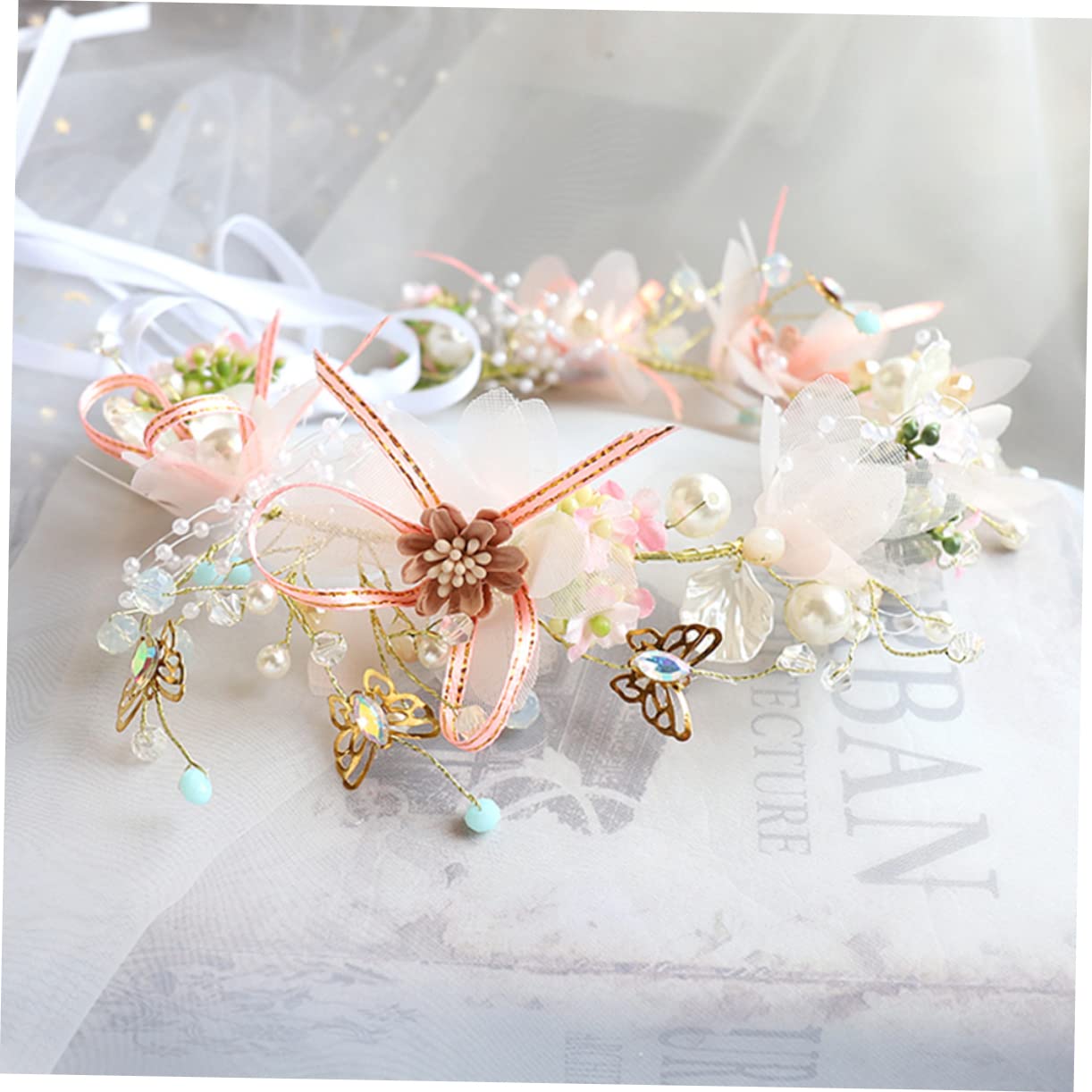 DOITOOL 3stücke Blumenkranz Haarschmuck Mit Perlen Und Schleife Elegant Und Leicht Für Hochzeiten Partys Und Besondere Anlässe Blumenschmuck Für Bräute Und Feiern