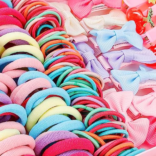 Image of Shining Diva Fashion 74-1220 Pcs Colorful Hair Bands, Hairpins, Ponytail Holders, Flower Clips, BB Clips, Bamboo Knots, Hair Extensions, Headbands for Girls Kids Baby Toddlers | A Box of Multipurpose Girls Hair Accessories Set | Birthday Gift for Girls
