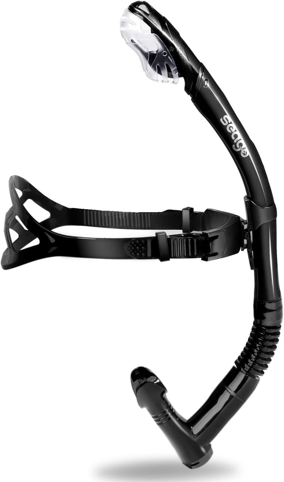 Seago Swim Snorkel for Lap Swimming, Dry Top Front Swimmer Gear for Adult Youth, Training Equipment in Pool and Open Water with Comfy Easy to Adjust Head Pads Food-Grade Silicone Mouthpiece