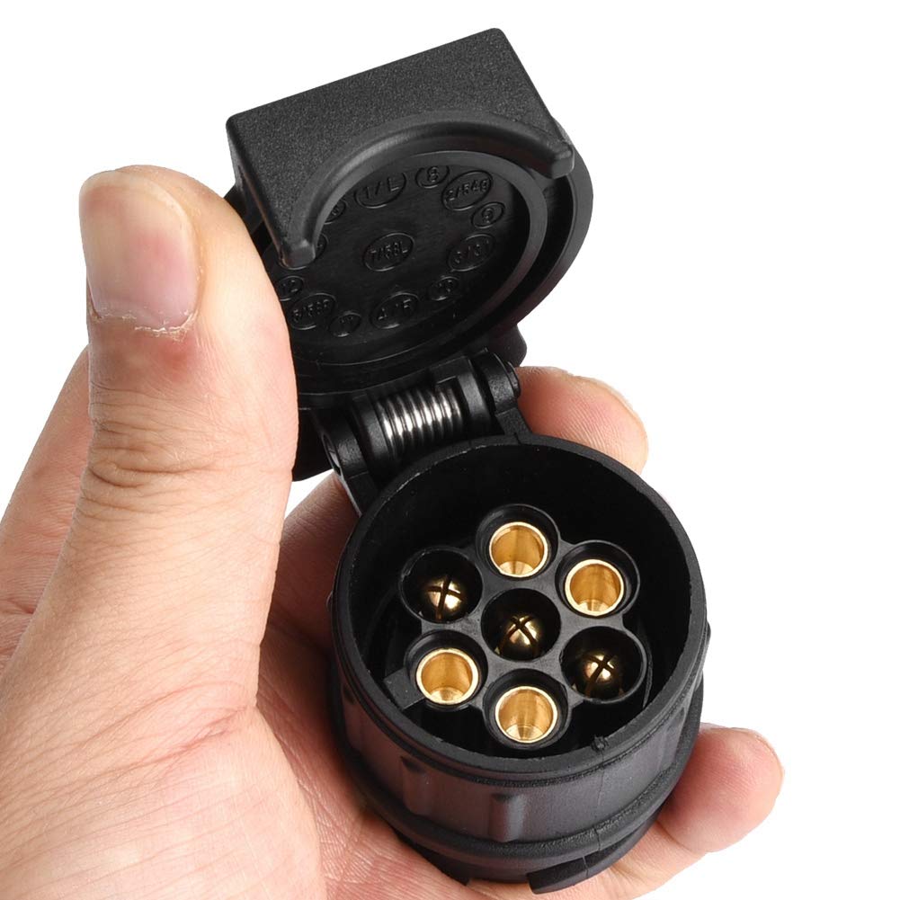 Adapter 13Pin na 7Pin, powierzchnia poszycia czarny konwerter wtyczki przyczepy miedziany styk dla RV,Części zamienne do pojazdów kempingowych