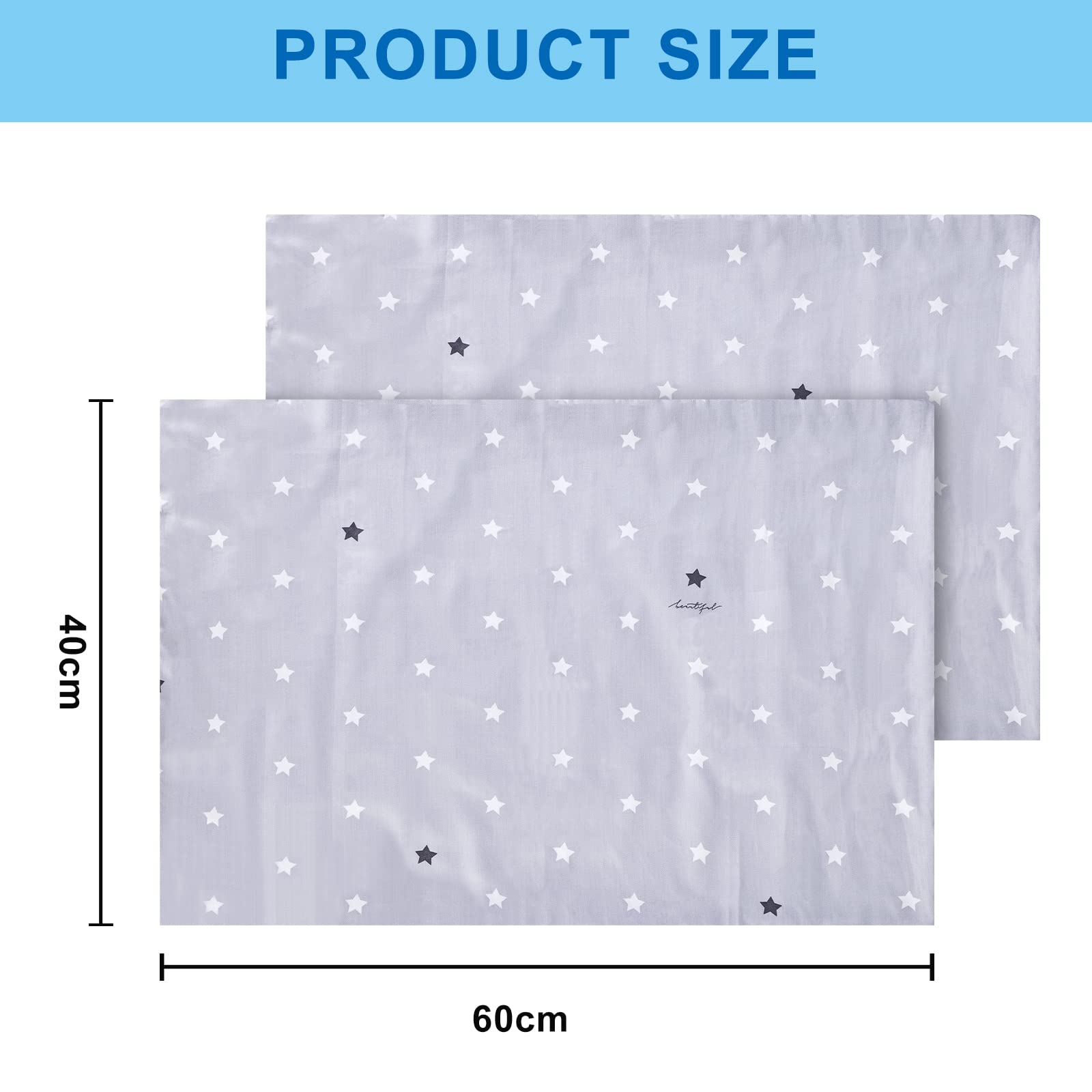 Vegena 2 Piezas Funda de Almohada de 40 x 60 cm, Fundas de Almohada para Niños, Funda de Almohada para Bebé de Algodón Suave y Transpirable, con Cierre de Sobre para Niños y Niñas
