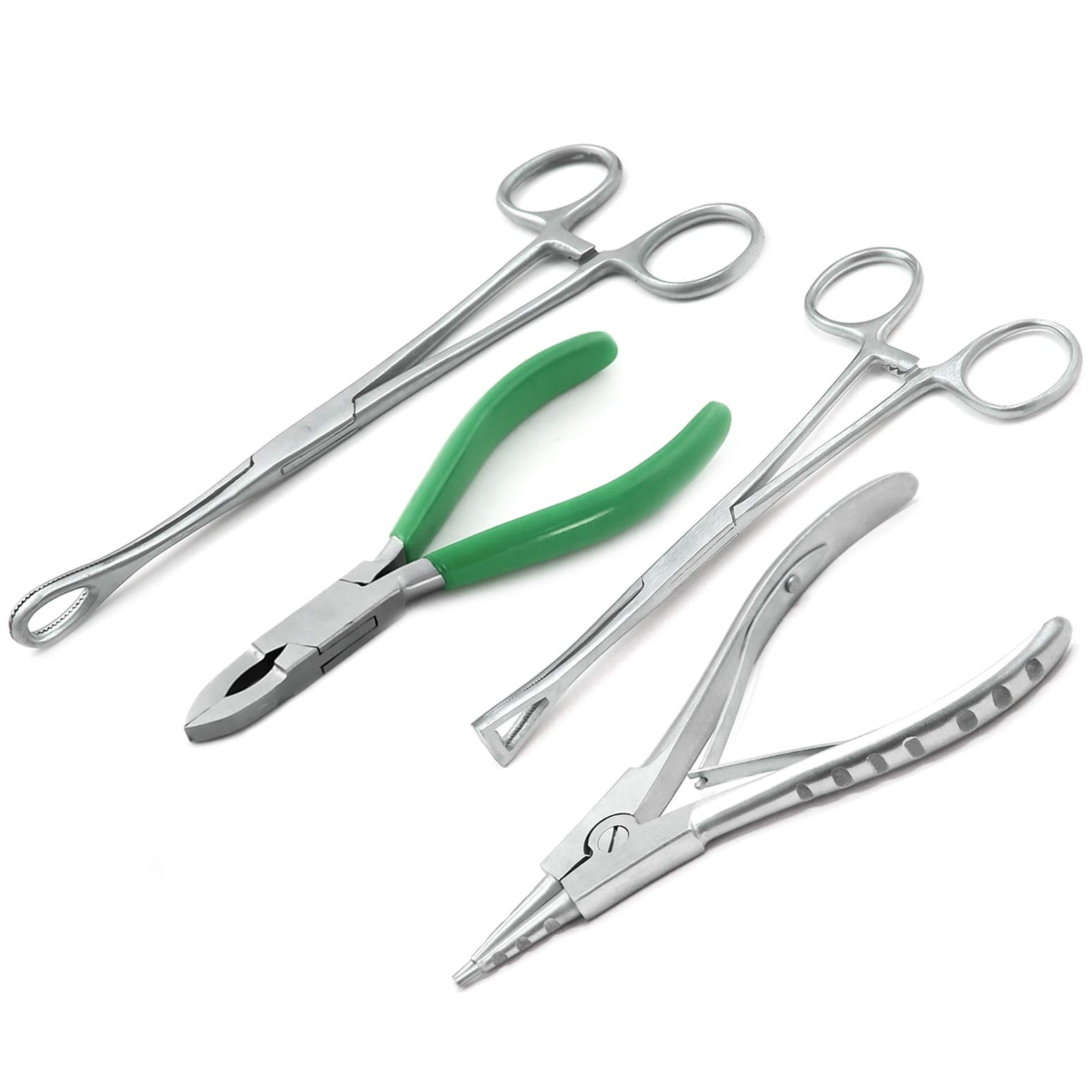 AAProTools Set Of Body Piercing Tools - Bead Ball Capture Ring Pliers Opener Closer Forceps(Green)