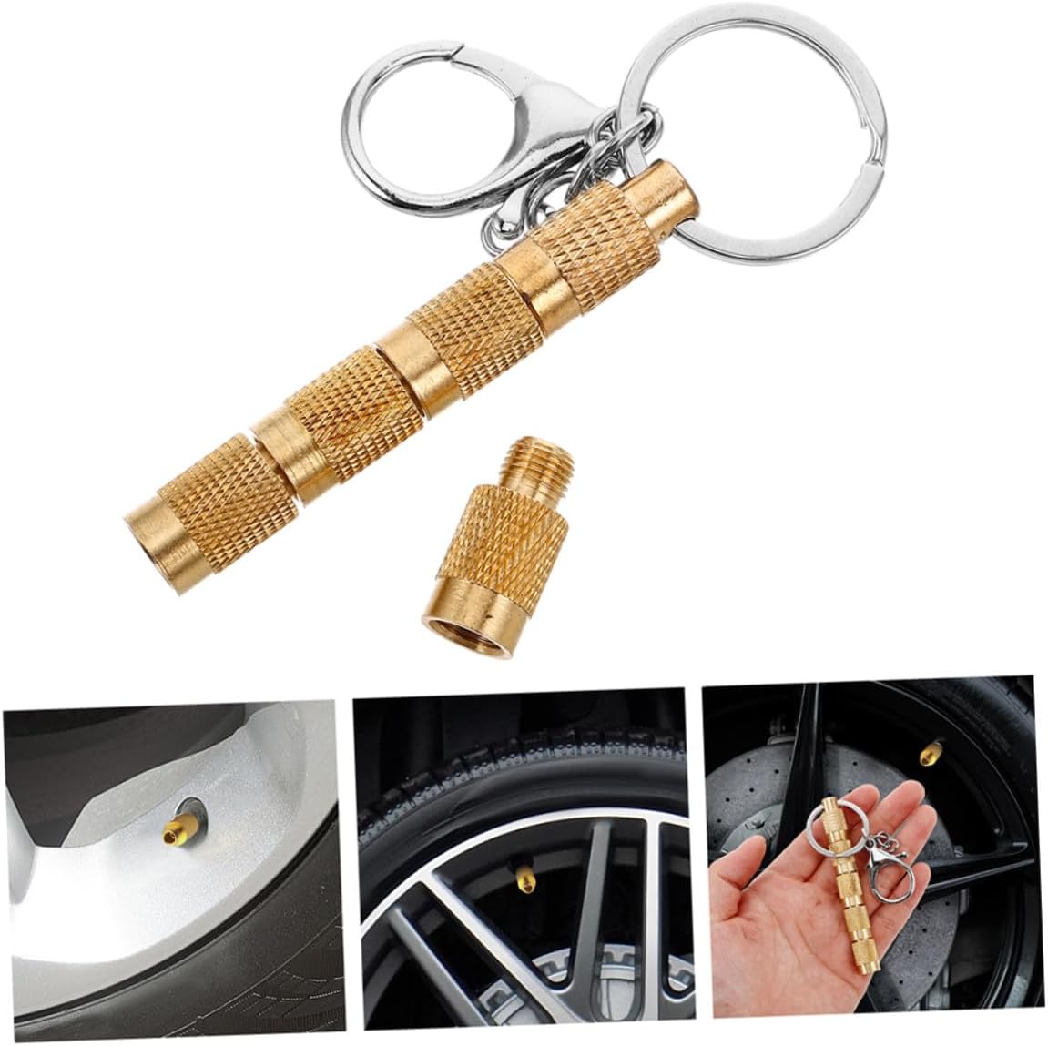 balacoo 2pcs Brass Car Tire Deflator Tools 5-in-1 Tire Pressure Bleeder Valve for Off-Road SUV Truck Maintenance Accessories