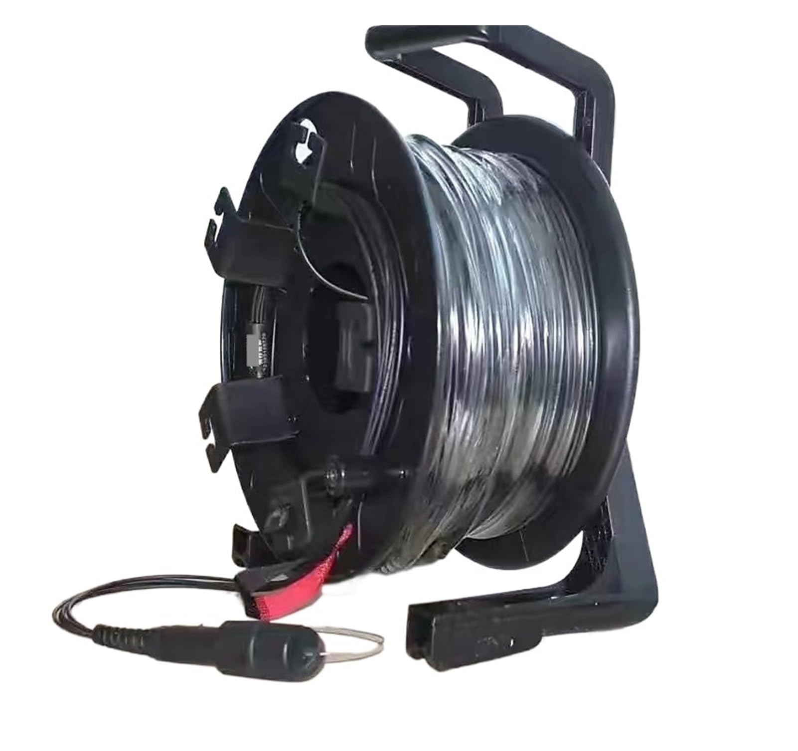 Cavo di collegamento per esterni OM3 4/6/8 core, 120m/150m/200m, TPU schermato con bobina PCD310 4C 6C 8C LC SC FC ST, ponte in fibra ottica multimodale da 5 mm (6C 150 m LC-LC)