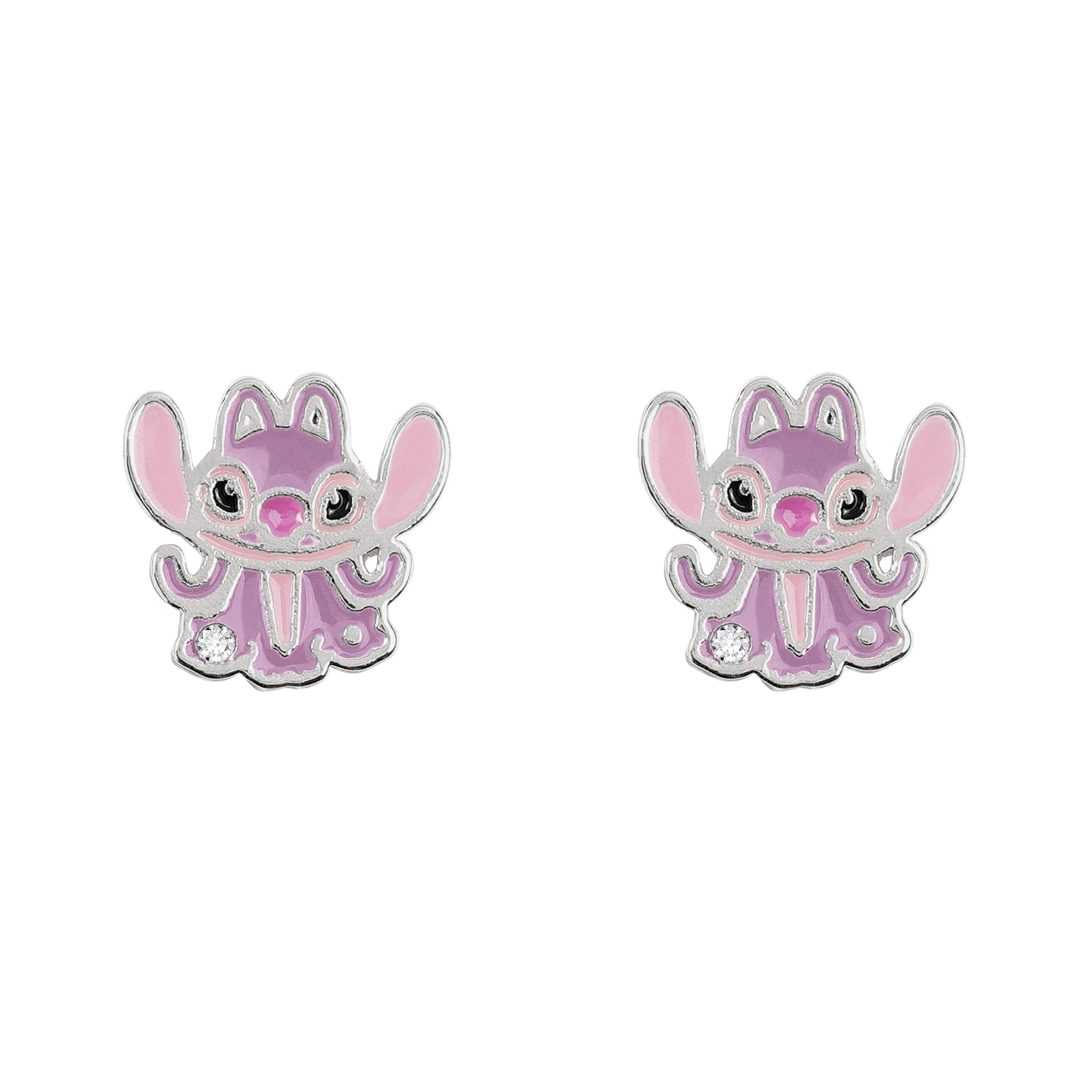 Disney Girls Lilo & Stitch Silver Plated Cubic Zirconia Angel Stud Earrings