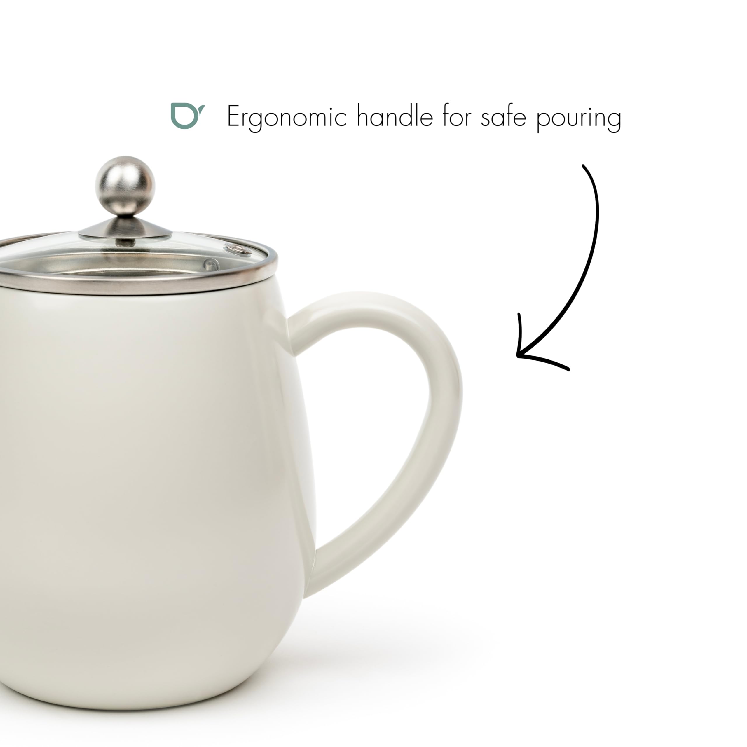 Bredemeijer - Théière double paroi Eva - 1,1 litre - Blanche - Avec filtre