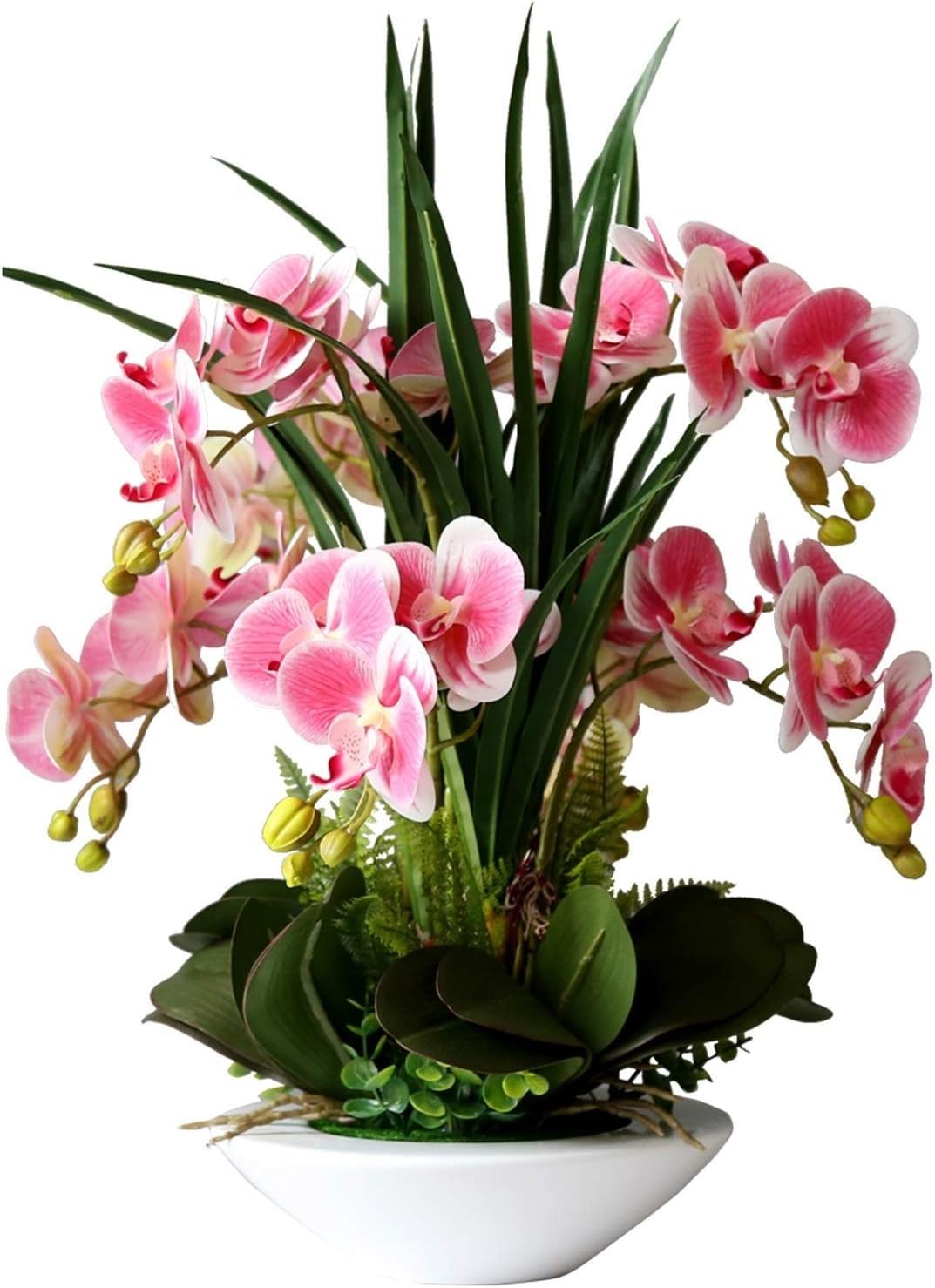 Artificial Phalaenopsis Flowers,Fake Orchids Artificial Flowers Orchids Flowers Arrangement Artificial Orchid Plants 7 Branches Phalaenopsis Flowers Height Simulation Faux Butterfly Orchids Potted