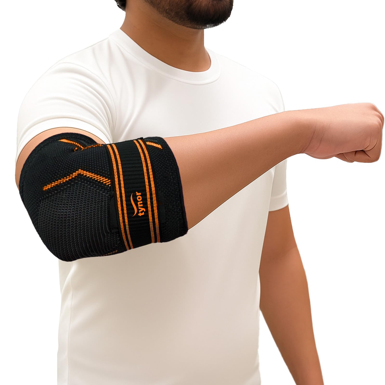TYNOR Adjustable Elbow Support Tennis Elbow Brace for Women & Men, Tennis Elbow Compression Sleeve for Tendonitis, Arthritis, Joint Pain, Workouts, Exercise, Tennis Elbow Strap, Black Medium