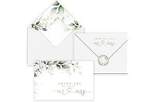 100 Greenery Thank You Cards with Envelopes | Wedding Shower Thank You Cards with Envelopes