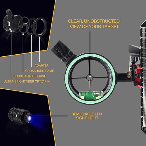 Miniatura 2 de SPG Miras de arco de un solo pasador, vistas de arco compuesto de tiro con arco, ajustable rápidamente, 1 pin de fibra óptica de 0.019 pulgadas, con