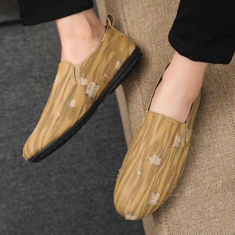 Men's Loafers Round Toe Faux Leather Loafer Shoes Resistant Flat Heel Flexible Wedding Slip On4