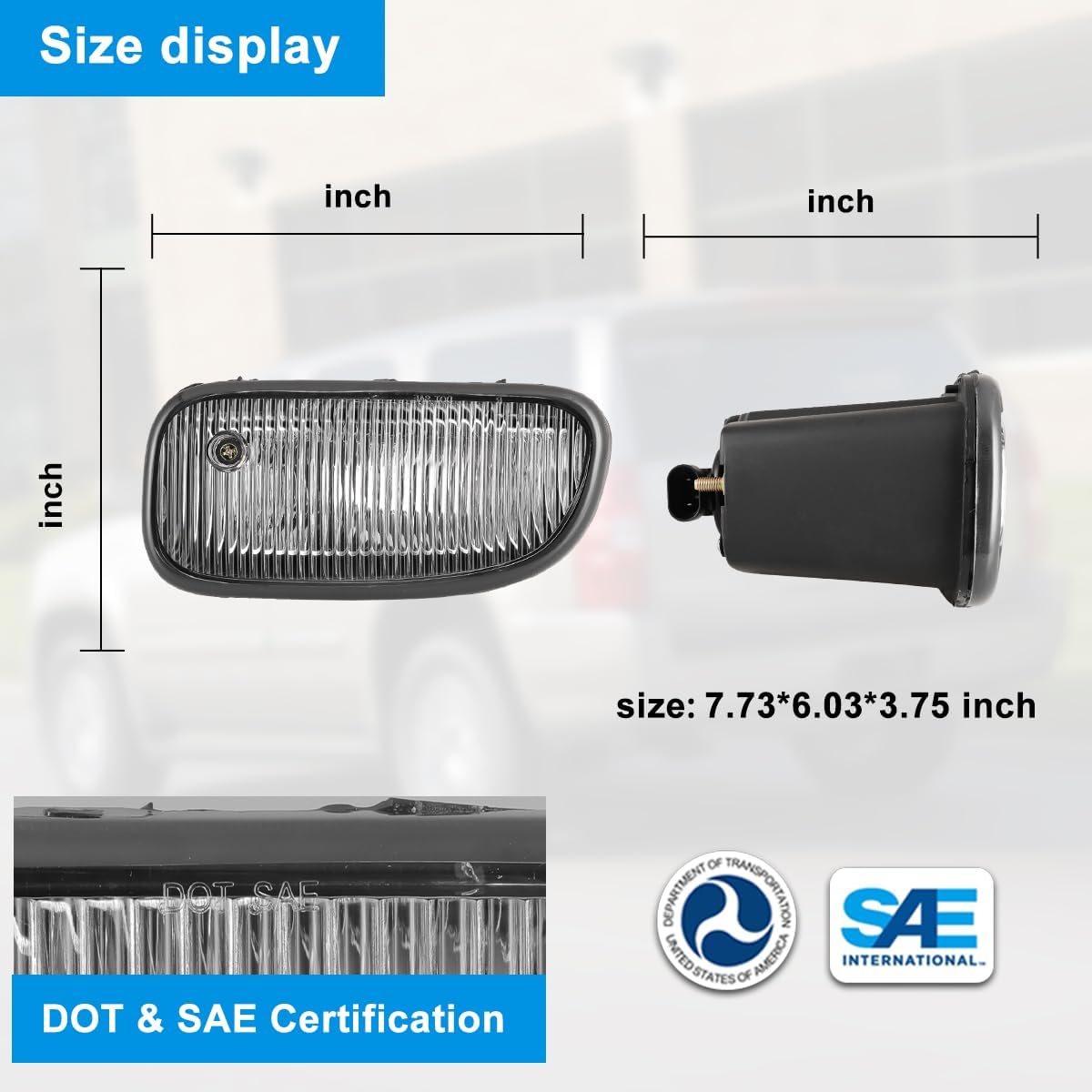 CPW OEM Fog Light Compatible with 1999 2000 2001 2002 2003 Jeep Grand Cherokee, Front Fog Lamp Fit For 1999-2003 Jeep Grand Cherokee, Only Driver Fog Light Assembly Replacement w/ H12 Bulb