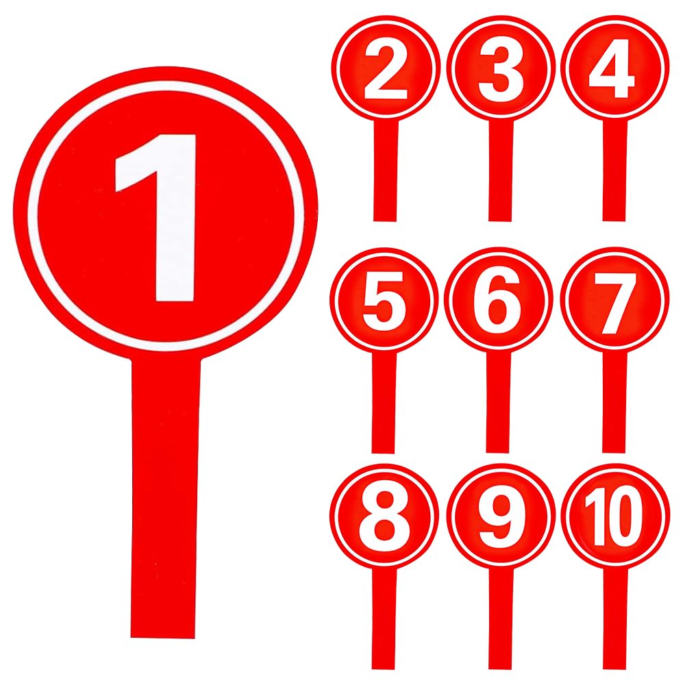 10 Pezzi Tabelloni Segnapunti Portatili, 1-10 Multifunzione Palette Numeriche Tabelloni Segnapunti con Maniglia Segnapunti e Timer Palette Votazioni Manuale per Eventi Sportivi Competizioni