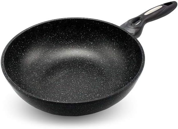 Marble Coated Cast Aluminum Non Stick Frying Wok (30cm / 12 Inch)