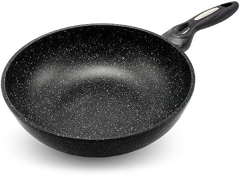 Marble Coated Cast Aluminum Non Stick Frying Wok 30cm / 12 Inch
