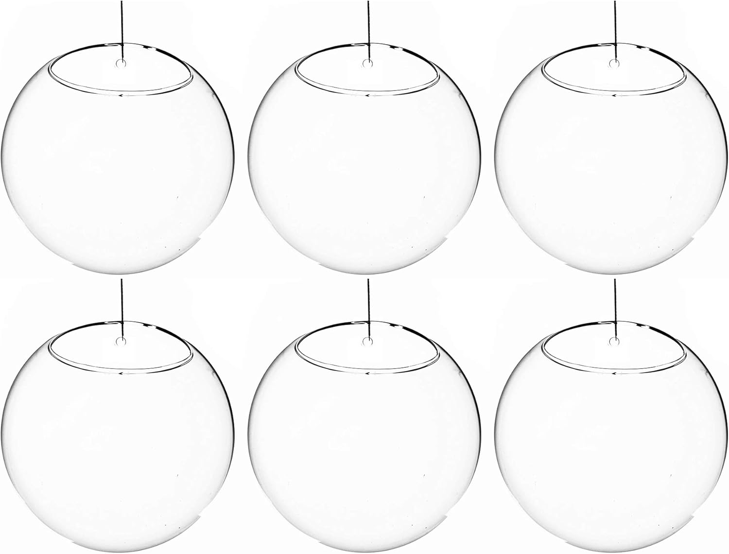 WGV Wall Hanging Planter Terrarium Bulk, Diameter 7", Clear Mounted DIY Succulents Air Glass Floral Container Vase, Tea Light Votive Candle Holder for Decoration 6 Pieces