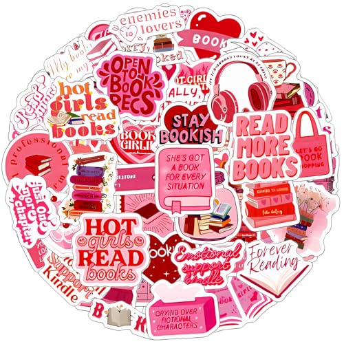 GEEHUA Lot de 60 Livre Autocollant Rose Stickers, Autocollant Bookish Ordinateur Portable Sticker Autocollants Rose Pour Livre Autocollants de Lecture...