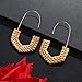 Rattan Earrings for Women Handmade Straw Wicker Braid Hoop Earrings Lightweight Wire Drop Dangle Earrings Fashion Jewelry (dark-geometric)