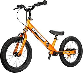 Strider - 14x Kids Balance Bike, No Pedal Training Bicycle, Lightweight Frame, Adjustable Seat and Handlebars, Optional Pedal Kit, for Children Ages 3 to 7 Years Old - Tangerine