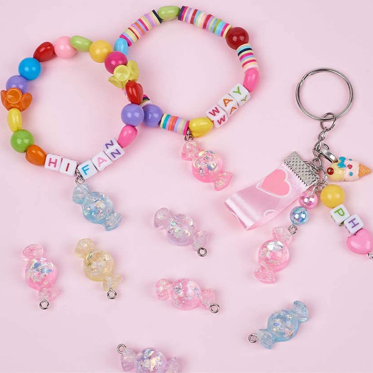 TRUBUY Set di Ciondoli, 100 pezzi in Resina Bubble Tea Mushroom Bear Crafting con 151PCS Accessori Fai Da Te per Orecchini Bracciali Collane Portachiavi e Creazione di Gioielli
