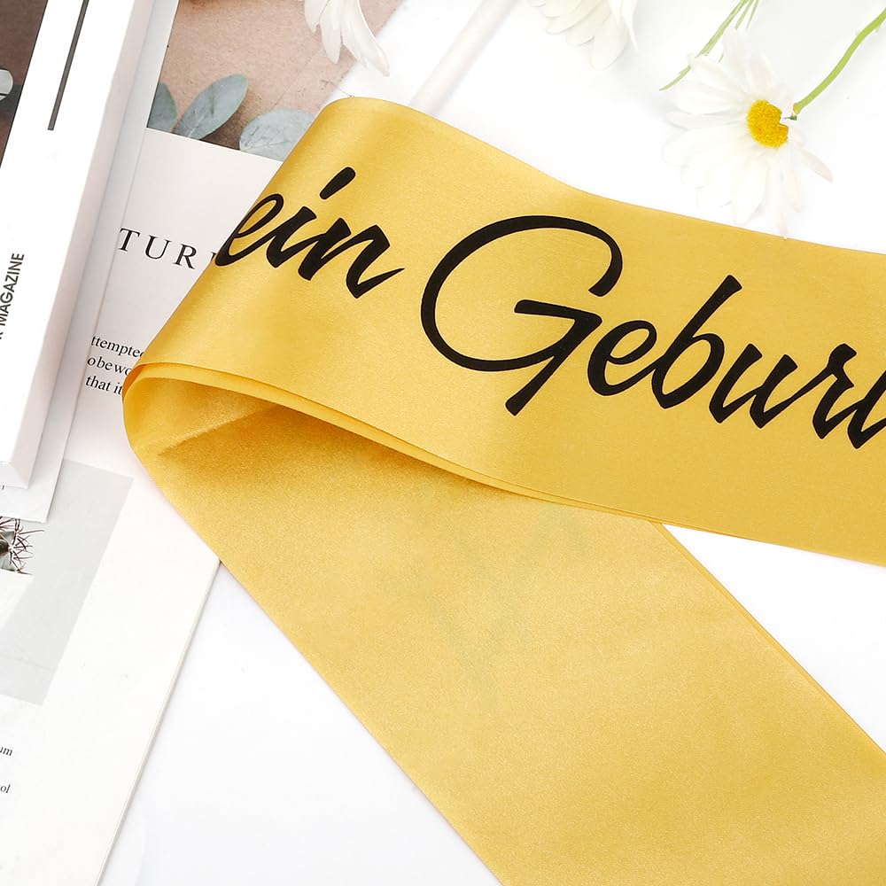 Goldene Geburtstagsschärpe Mit Glitzerbuchstaben – Weiß, 80 Cm, Für Jubiläen & Partys