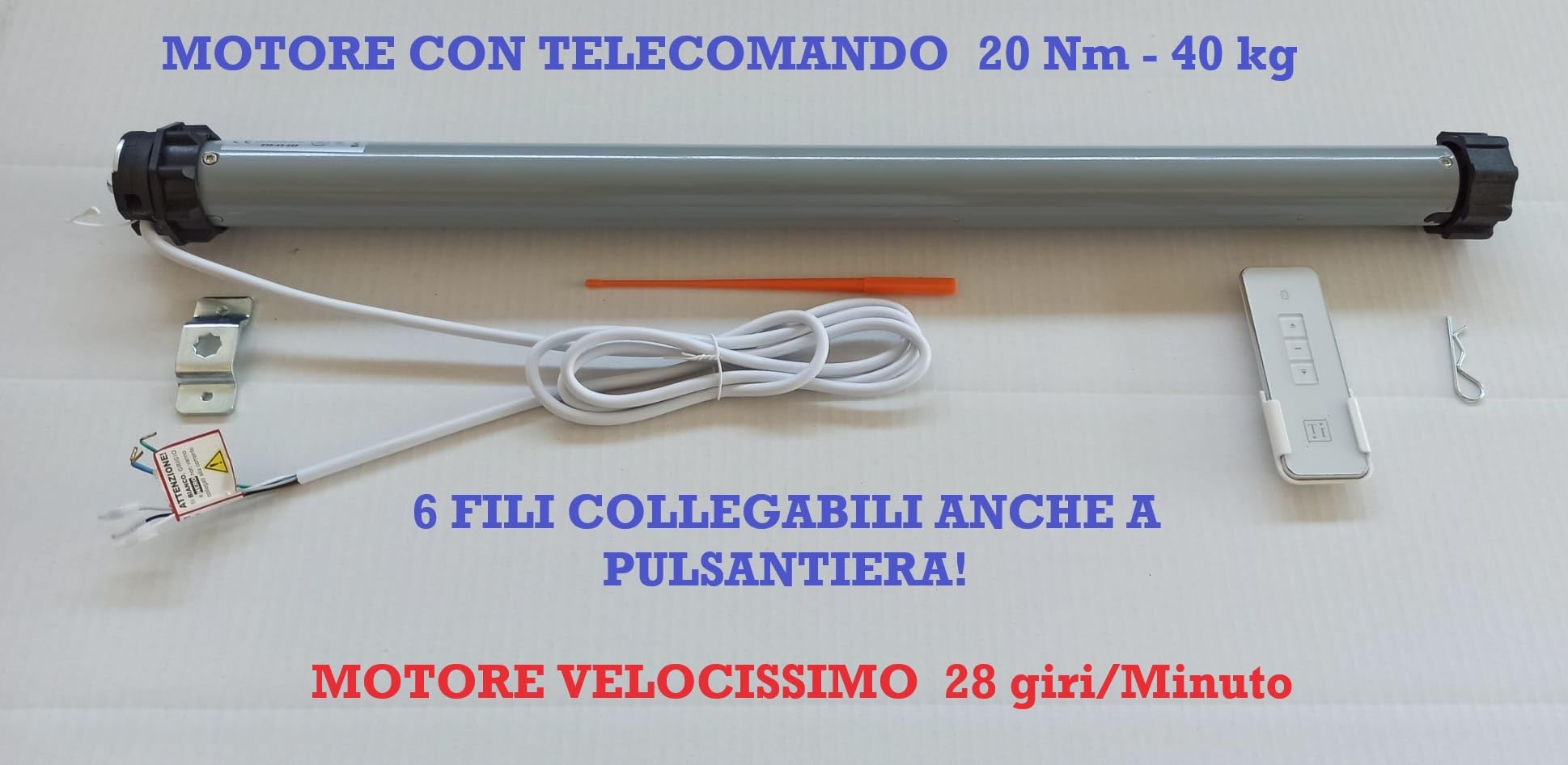 Motore per tapparelle elettriche con Telecomando 40 kg - 20 Nm Automazione Tapparella Avvolgibile Motori Radiocomandati si collega anche a Pulsantiera