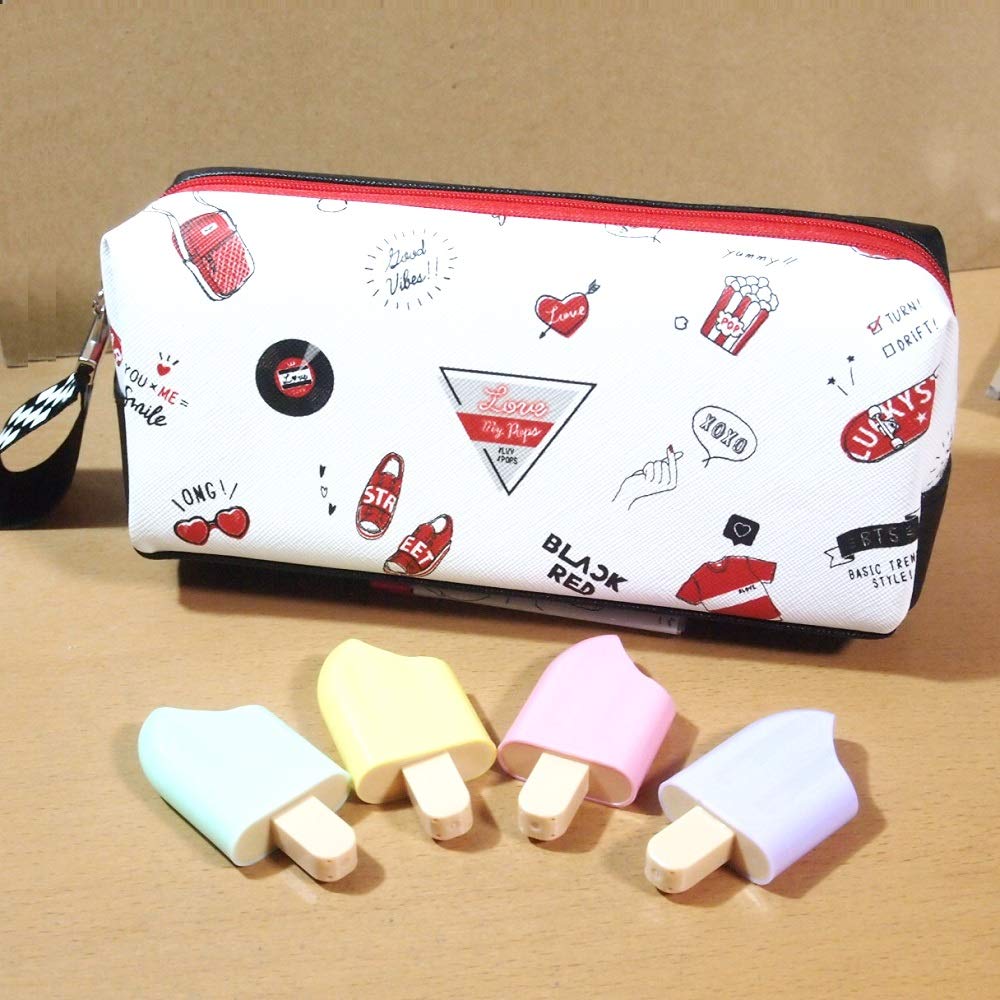 Amazon.co.jp: 左右に収納できる筆箱＆ネオンキャンディ マーカーペン4