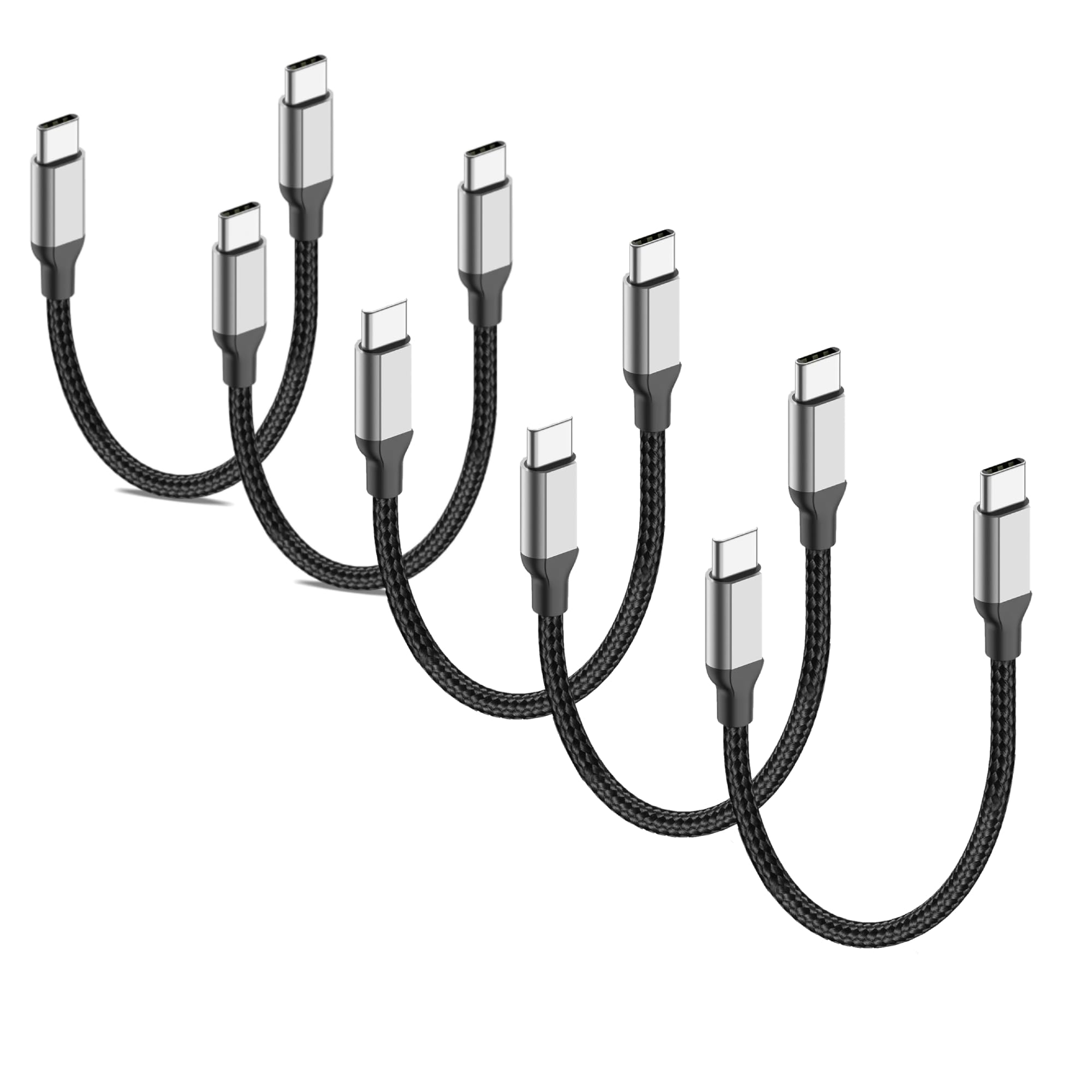USB C auf USB C Kabel Kurz 5-Pack 30CM PD 60w Nylon 480mbps, 30 CM USBC Ladekabel Schnellladekabel Kurz, 0 3M USBC Cable Short Fast Charging für iPhone 17 16 15 Samsung Google