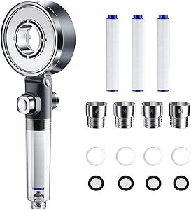 高性能塩素除去シャワーヘッド 80%節水 3段階モード 軽量 塩素除去フィルター3本付き