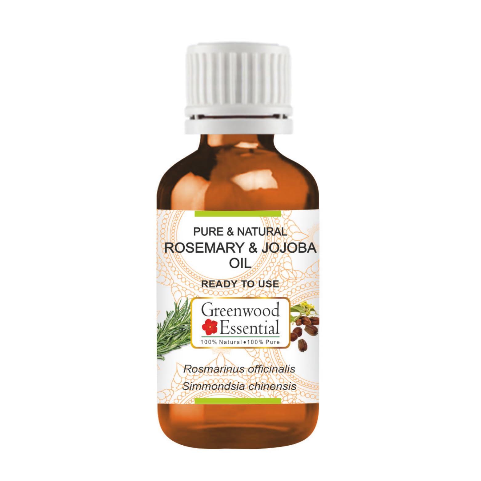 Greenwood Essential Rosemary and Jojoba Oil, Liquid Gold for Hair and Scalp- Pure and Natural 50ml (1.69oz)