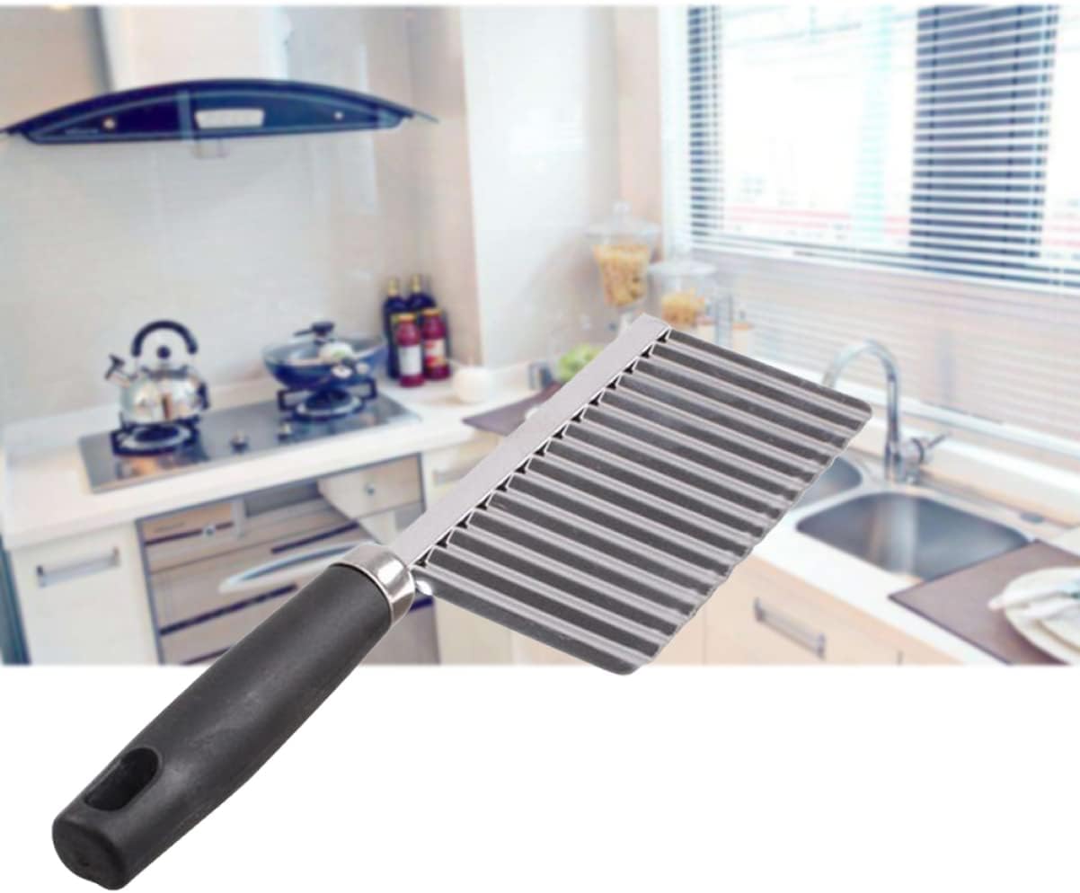 UPKOCH Cutting French Chips Edged Vegetable Slicer for Fruit - Wavy Kitchen Fly Tools Waffle Tool Black Gadget Crinkle Cutters Steel Accessories Potato Cooking Stainless Peeler Slicing image 4