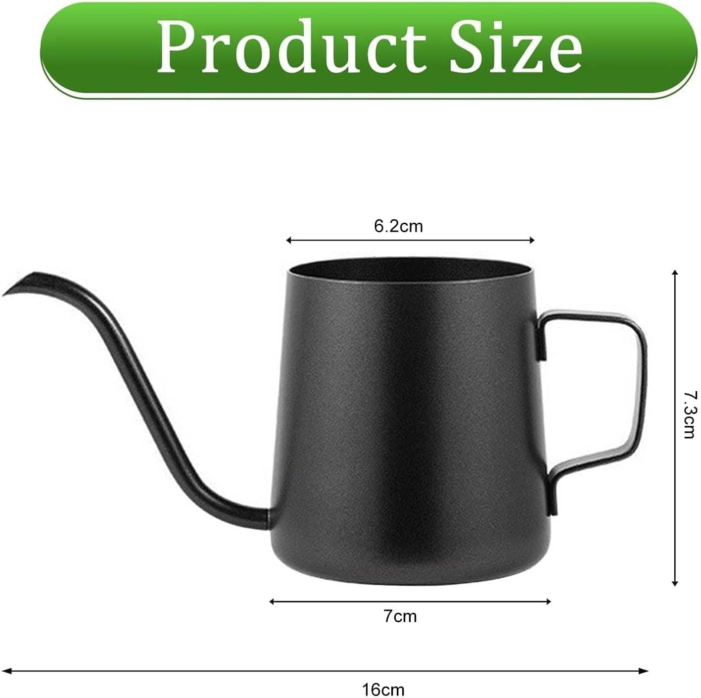 Czarna konewka, mała roślina pokojowa, 250 ml, konewka pokojowa, mini konewka, ze stali nierdzewnej, długi wylot konewki, konewka ogrodowa do domu, rośliny, bonsai, na zewnątrz, do ogrodu