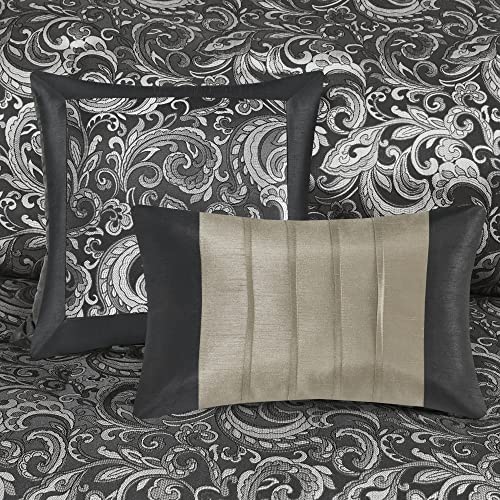 Madison Park Essentials Brystol 24 Piece Room in a Bag Faux Silk Comforter Jacquard Paisley Design Matching Curtains Down Alternative All Season Bedding-Set - Image 10