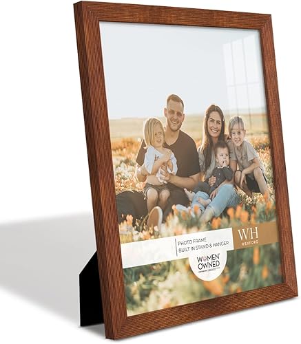 Renditions Gallery Marco de fotos de 11 x 14 pulgadas, diseño de madera de estilo moderno y vidrio de alta definición, listo para pared y mesa,