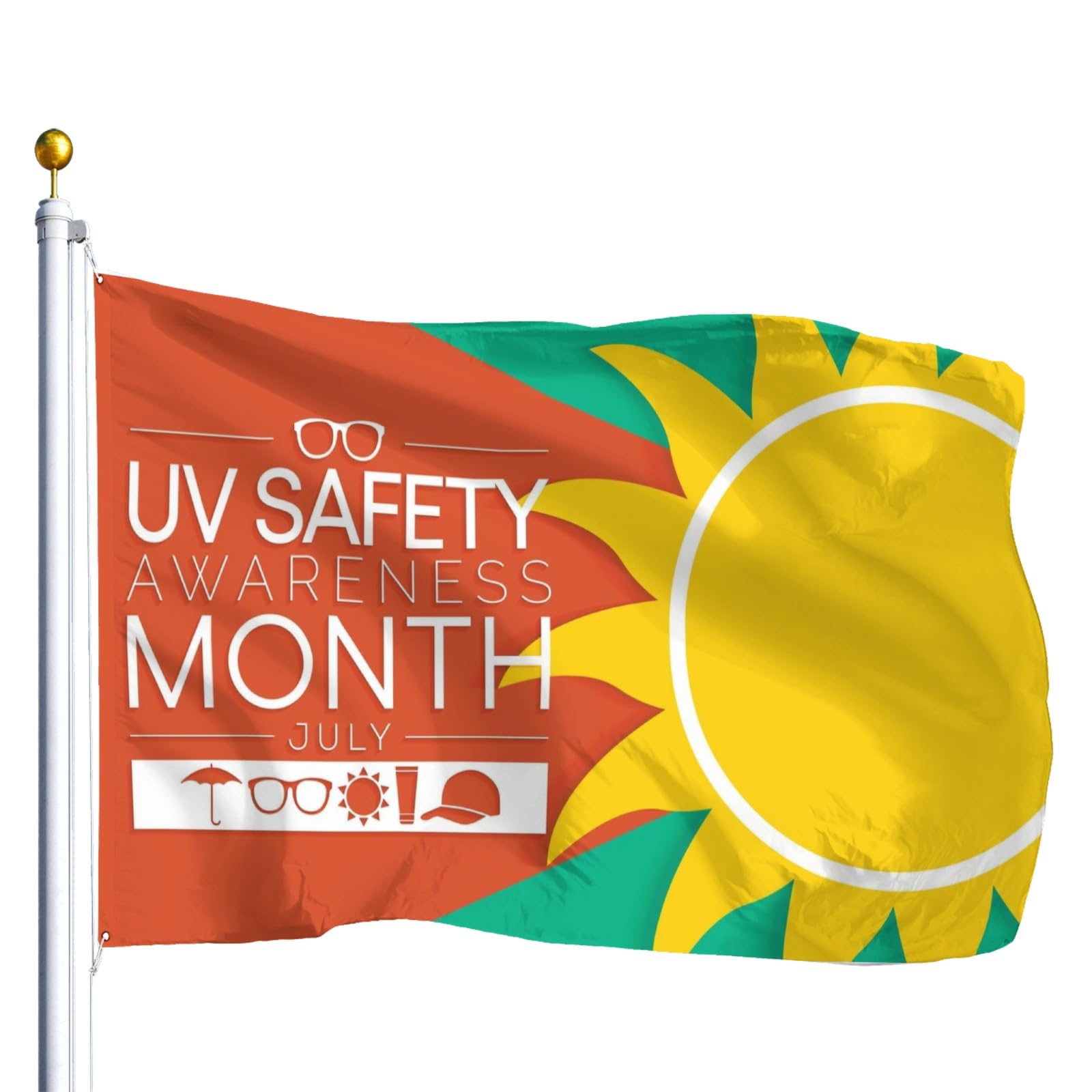 Carlorm UV Safety Awareness Month Flags For Room Guys Vintage Funny Flag Outdoor Banner For Beach 3x5 Ft, Birthday Gifts For Women