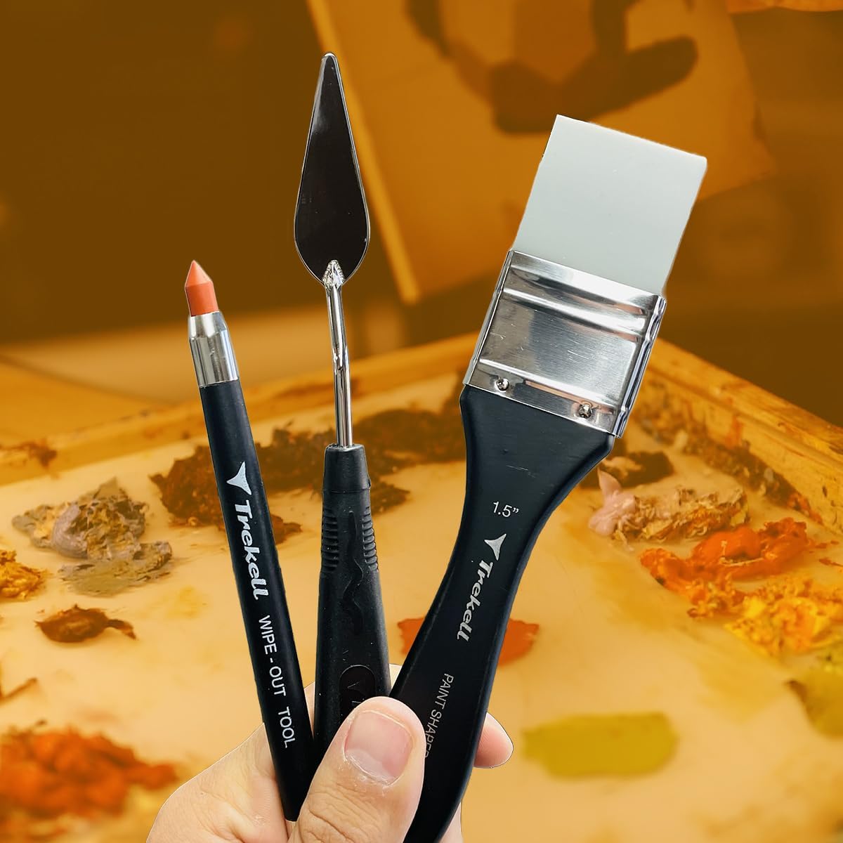 Trekell Alternative Brush Set: Complete Paint Shapers Set of Three - Wipe Out Tool, Palette Knife, and Paint Shaper | Precision Tools for Painting and Mixed Media