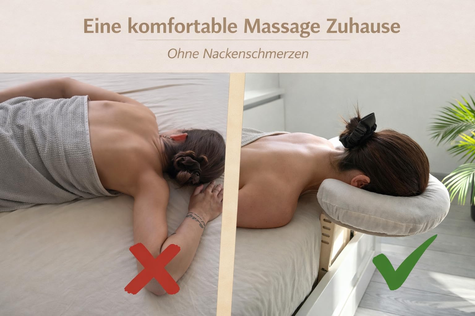 Massage Kopfstütze fürs Bett – Gesichtsauflage für die Heimmassage – Alternative für Massageliege – Passend für alle Betten – Made in Germany
