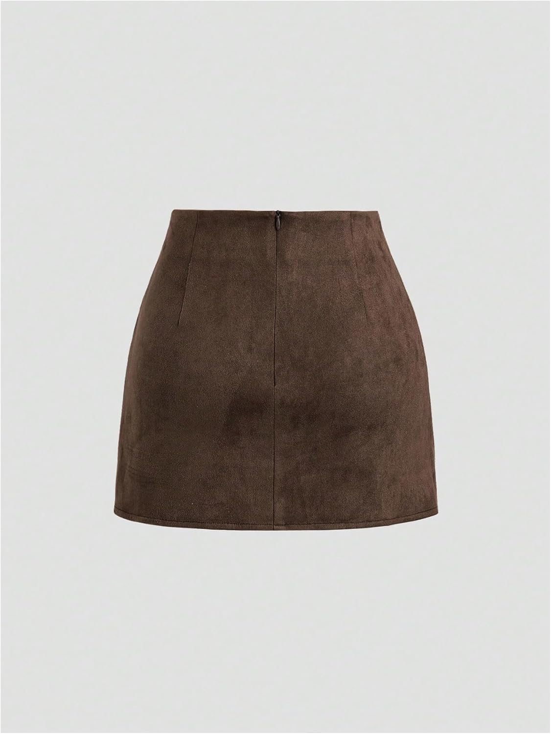 MakeMeChic Women's Suede Skirt Ruched Zip Back Bodycon Vintage Wrap Y2K Short Skirts - Image 3