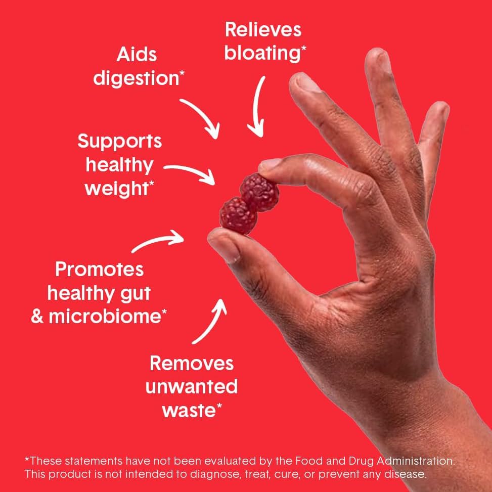 Bellway Super Fiber Gummies for Adults - Sugar Free Organic Fiber Supplement Gummies with 4g of Fiber per Serving - Prebiotic Chicory Root Fiber for Digestive Gut Health, Raspberry Lemon, 60 Count - Image 3