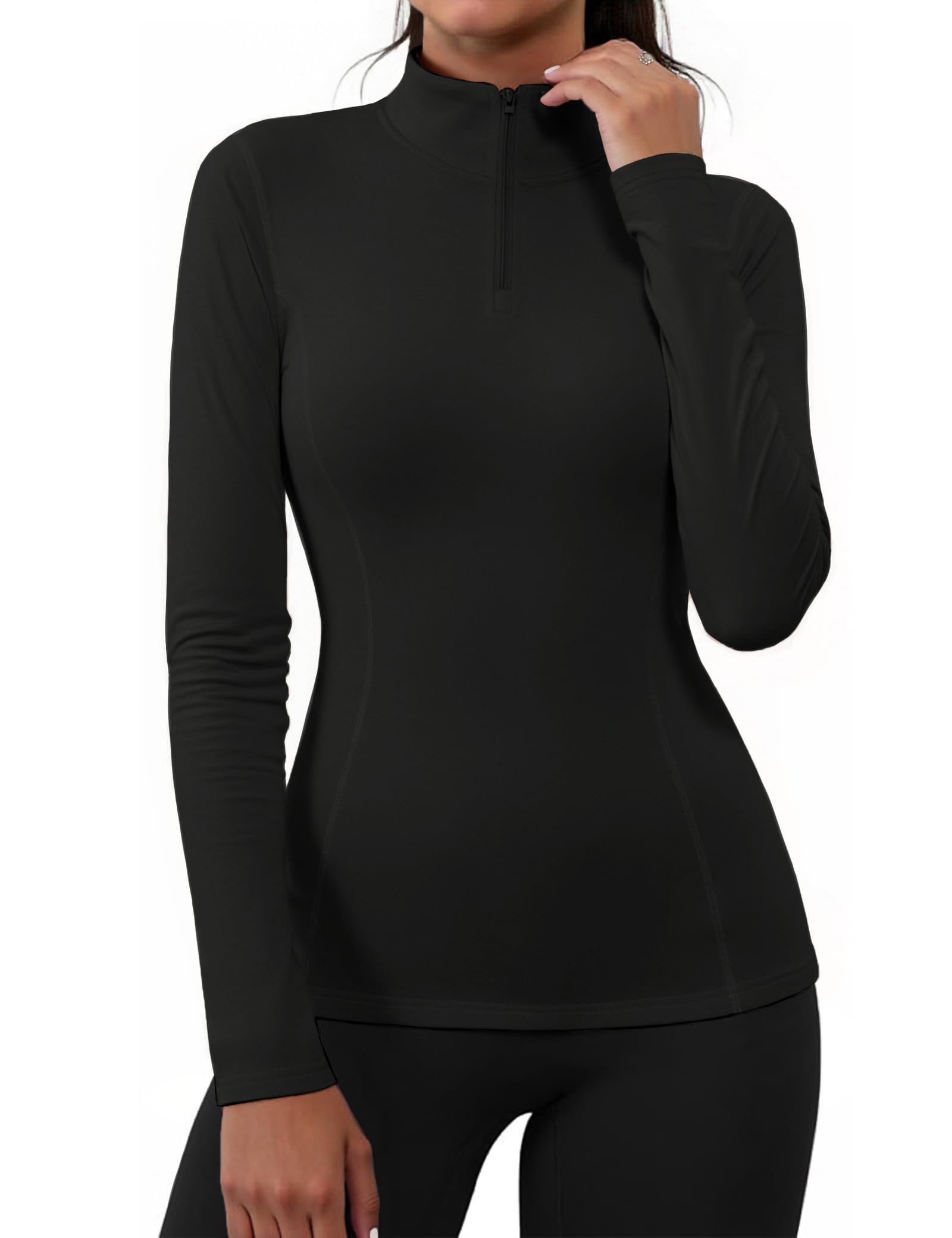 Gyabnw Thermo Shirt Damen Langarm Funktionsshirt Winter Laufshirt Sportshirt Warm Oberteile Thermounterwäsche
