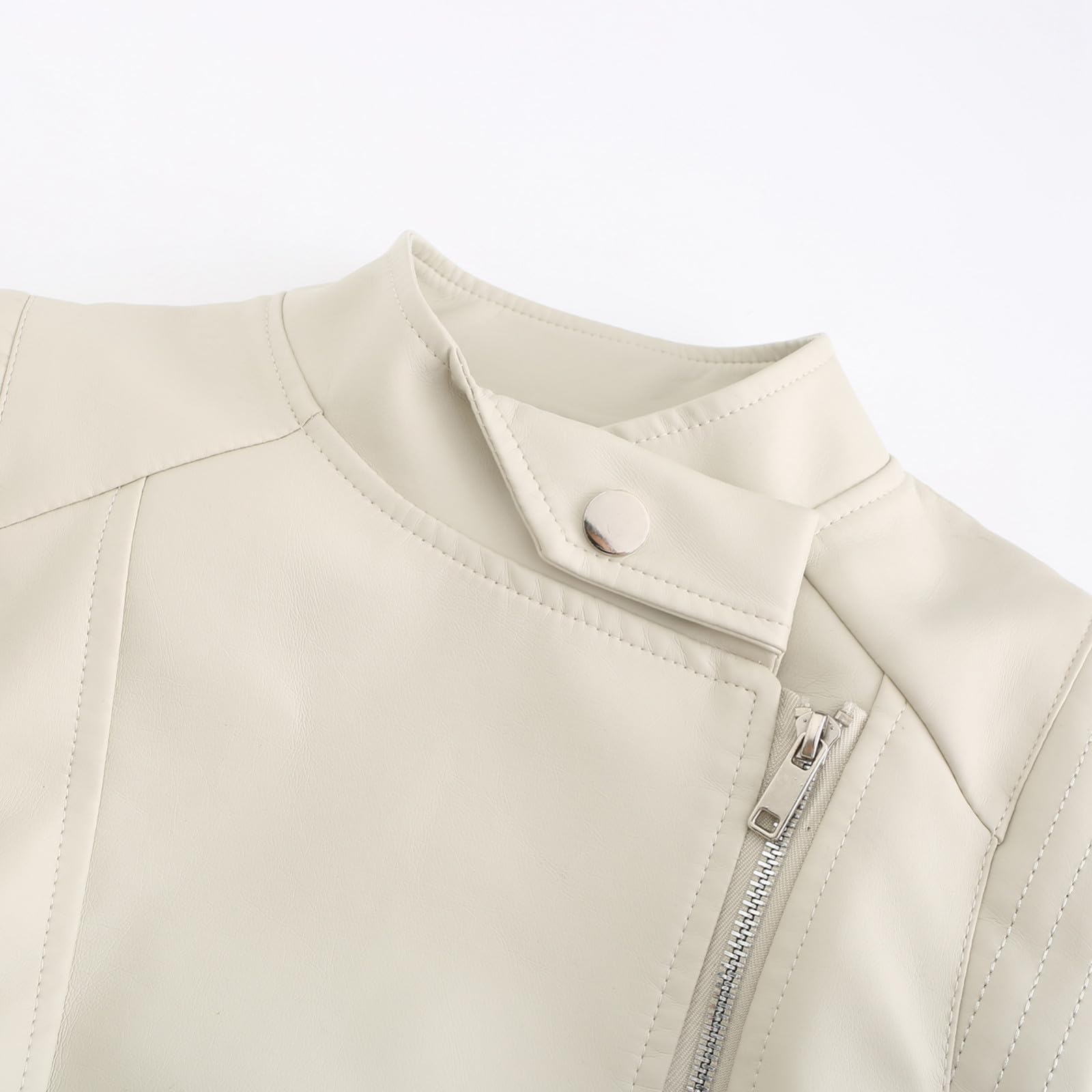 Générique Vestes en cuir pour femmes Manteau de moto en similicuir court et léger#05