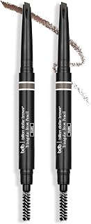 BillionDollarBrows Triple Threat Triangular Eyebrow Pencil Taupe 2-Pack - Waterproof Precision Tip Spoolie for Full Fluffy Brows