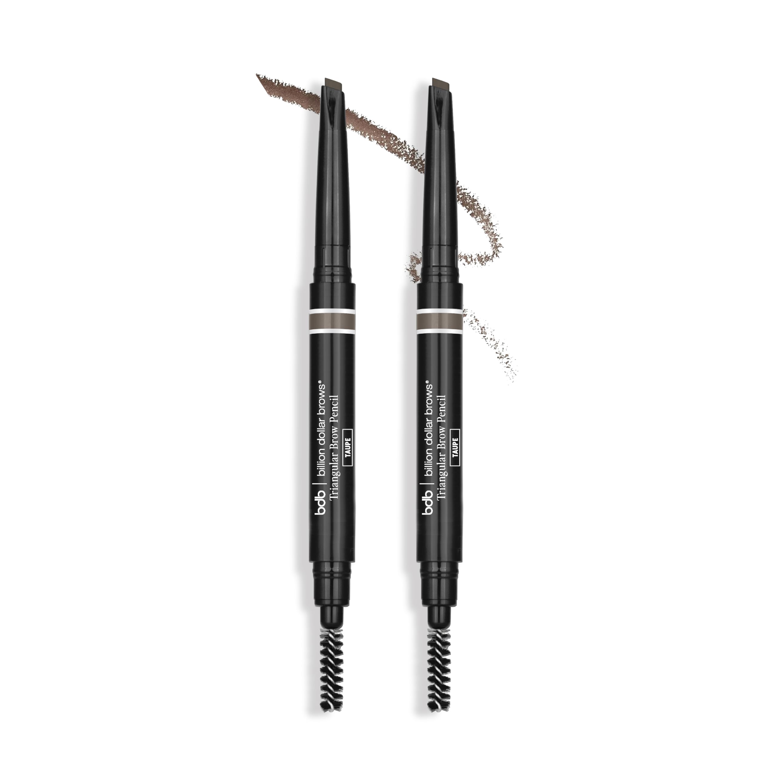 bdb Triple Threat Dreieckiger Universal-Augenbrauenstift – Präzisionsspitze & Spule, wasserdicht, definieren Sie Form & Füllen Sie Augenbrauen, 2er-Pack, Taupe