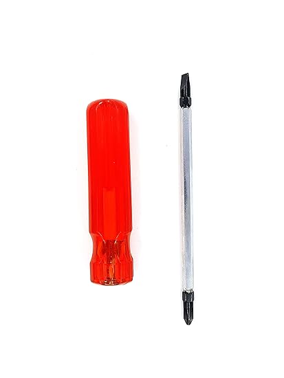 PERFECT TECH screw Driver 2 in 1 (4 INCH) | magnetic & hardened screw Driver Long handle | strong grip Carbon Steel Combination | Phillips & square | (Red and Silver)