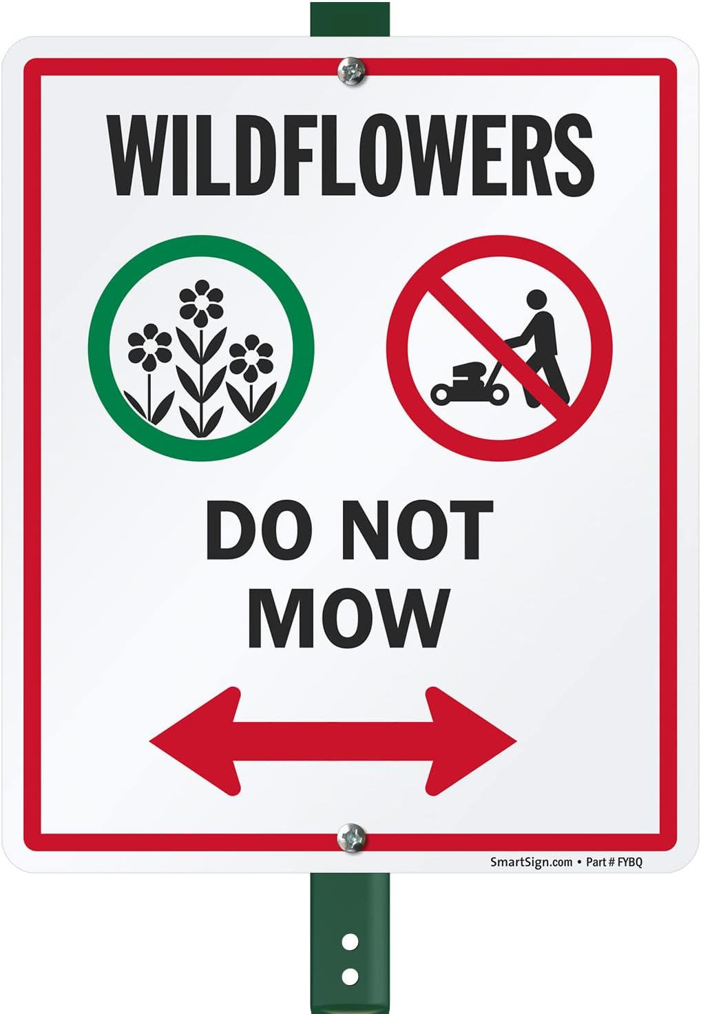 SmartSign 12 x 10 inch “Wildflowers - Do Not Mow” LawnBoss Yard Sign with 3 foot Stake, 40 mil Laminated Rustproof Aluminum, Multicolor, Set of 1, Made in USA